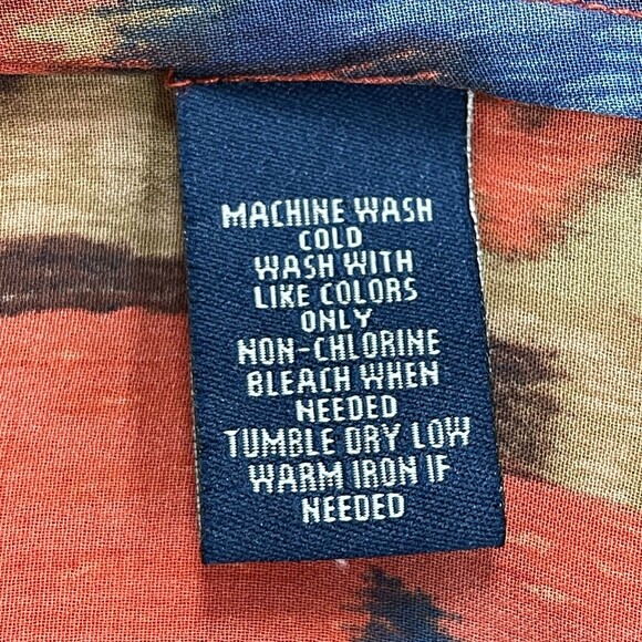 Chaps Denim Women's Top Size 2X Burnt Orange Blue Multicolor 2 Piece Ruffles - Picture 6 of 8